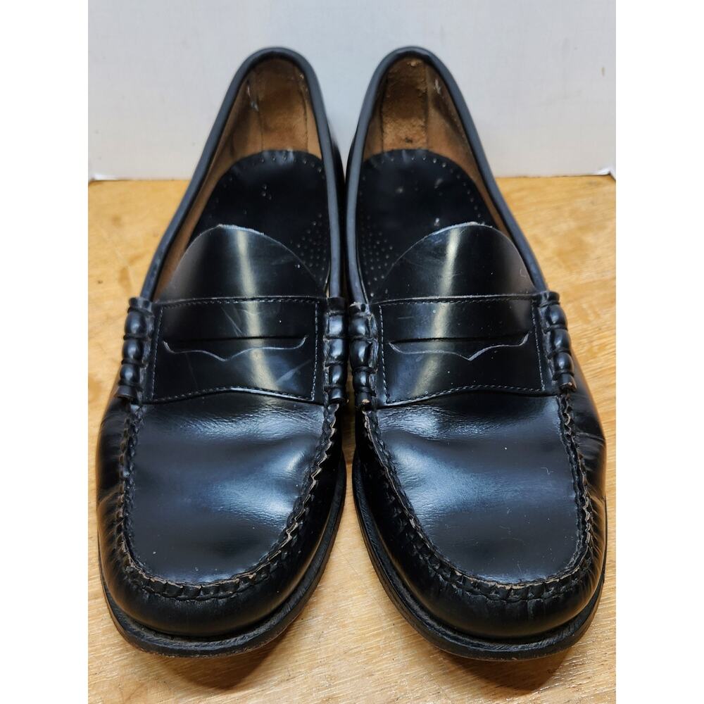 GH Bass Weejuns Handsewn Men’s Black Larson Lug Penny Loafers Size 10